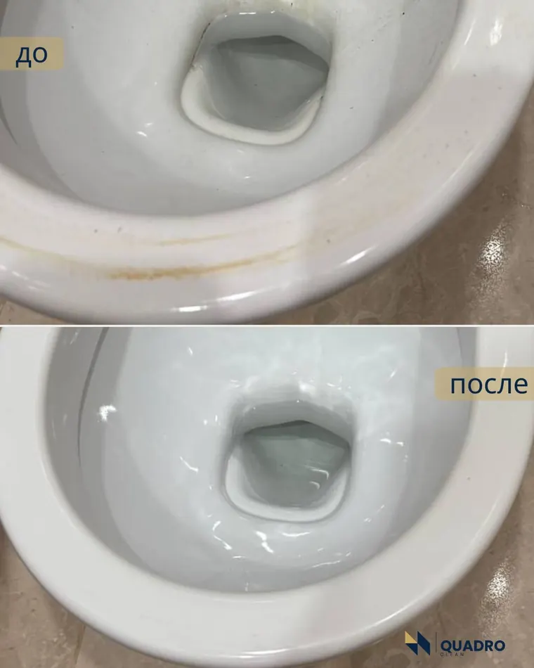Очистка и дезинфекция сантехники — Астана, до и после